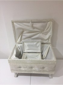 Resim Ankara Mobilya Kapitone Kadife Çeyiz Sandığı 2'li Krem 