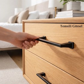 Resim Badem10 Lüx Olifka Mat Siyah Çekmece Kulp 160 mm Dolap Kapak Kulpu Modern Şık Tasarım Dayanıklı 