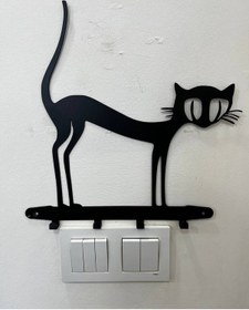 Resim Lazer Kesim Kedi Metal Askı Siyah 