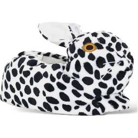 Resim Peluş Tavşan Figürlü Kaymaz Ve Ses Yapmaz Ev Panduf Beyaz - Siyah-beyaz - Siyah Beyaz - Siyah 