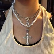 Resim 3 adet Vintage Punk Gotik Beş Yıldızlı Yıldız Çapraz Kolye Seti 