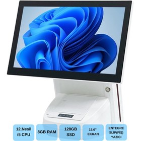 Resim TREND IROMX WP-1215W I5 12.GEN 8GB 128GB 15.6" WIFI/DAHİLİ SLİP YAZICILI BEYAZ ENDÜSTRİYEL POS PC 