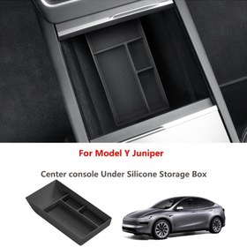 Resim Tesla için Araba Merkezi Konsol Depolama Kutusu Model Y Juniper 2025 Silikon Malzeme Merkez Konsolu Altında Gizli Depolama Tepsisi, Model Y (Juniper) 2025 İç Aksesuarları 