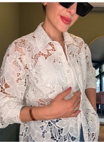 Resim Ali Butik Beyaz Güpürlü Transparan Gömlek 