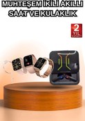 Resim ASTRALTECH Wireless Şarjlı Akıllı Saat ve Dijital Göstergeli Kablosuz Bluetooth Kulaklık Nabız Ölçer 