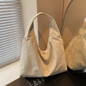 Resim İnce Naylon Kadın Omuz Çantası - Fermuarlı & Sabit Askılı, Polyester Astarlı Büyük Kapasiteli Günlük El Çantası, 5 Renk (Haki/Bej/Mor/Sarı/Siyah) İş, Seyahat ve Alışveriş için, Crossbody Çanta 