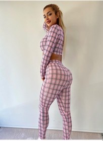 Resim Pink Life Ekose Desenli Pantolonlu İkili Takım Pap1704-pembe Pembe 