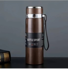Resim Techbloom Thermos Flask 1000ml Kırmızı Kahverengi Siyah Termos Sıcak Soğuk Tutan Seyahat Kamp Ofis Spor 