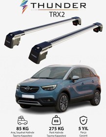 Resim Opel Crossland X 2017-2020 Trx2 Thunder Carrier Kilitli Ara Atkı Taşıyıcı Tavan Barı Siyah 