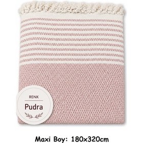 Resim Pamuklu Kaymaz Hasır Dokuma Maxi Boy Kolları Örten Koltuk Örtüsü 180x310 - Pudra 