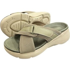 Resim Aybaak Dolgu Topuk Anatomik Taban Hafif Bayan Terlik Haki 