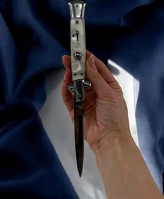 Resim Orjinal Lux Tam Otomatik İtalyan Sustalı Çakı Sedef - Gümüş 2210 