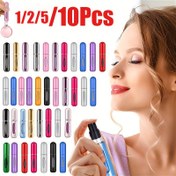 Resim YENİ 1/2/5/10 adet Renkli 5ML Mini Taşınabilir Seyahat Parfüm Spreyi Boş Seyahat Aftershave Moda Alüminyum Yıldız Şekilli Şişe Kendi Pompası Altı Cam Parfüm Kozmetik Spreyi 