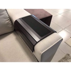 Resim ARKITEKT EX Ahşap Katlanır Portatif Yan Sehpa Kaydırmaz Deri Yüzeyli Xl 50cmx27.8cm Siyah Renk 