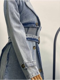 Resim Esre Store 4409 Kot Tesettür Trençkot Açık Mavi 