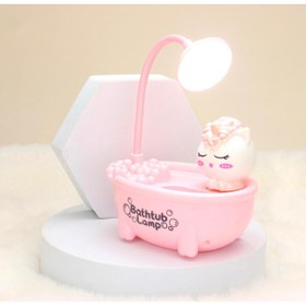 Resim Sensoria Sevimli Küvet Tasarımlı Masa Lambası Kalemlik ve Kalemtıraş Çocuk Odası Gece Lambası 3 İn 1 Usb Şarj 