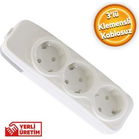 Resim Badem10 Grup Priz 3'lü Anahtarsız Kablosuz Başlık Piriz Klemensli Üçlü 