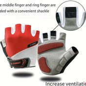 Resim 1 Çift Unisex Yarım Parmak Bisiklet Eldiveni, Nefes Alabilir Polyester Yol Bisikleti Eldivenleri Cırt Cırtlı Kapatma, Dokuma Esnek Jakarlı Kumaş, Kaymaz Silikon Avuç İçi Pedi, Kolay Parmak Çekme, Havalandırmalı 