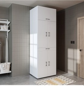 Resim Dora Banyo Dolabı Kapaklı Çamaşır Ve Kurutma Makinesi Dolabı Mat Beyaz 