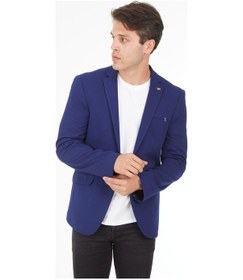 Resim Sposo G-223 Dar Kalıp Yarım Astarlı Açık Laci Erkek Blazer Ceket Açık Lacivert 