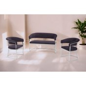 Resim Rozexi Rio Çay Seti Takımı Koltuk Takımı Oturma Odası Kafe Antre Hol Ofis 2+1+1 Krom Metal 
