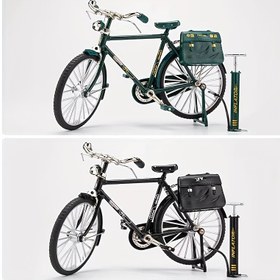 Resim Vintage Bisiklet Model Kiti - 51 parça Mini Bisiklet Kombinasyonu ile Şişirici ve Taşıma Çantası, Alüminyum Alaşım, Koleksiyoncular ve Tutkunlar için İdeal, Mükemmel Hediye ve Ev Ofisi Dekoru, Bisiklet Aksesuarları 