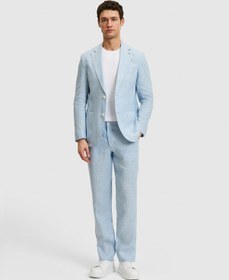 Resim Cacharel Açık Mavi Slim Fit Beli Lastikli %100 Keten Pantolon Denim 