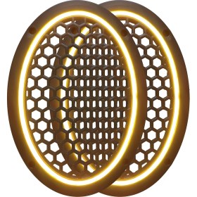 Resim SOUNDERS Neon Işıklı (6x9) Inç Kaliteli Plastik Hoparlör ve Midrange Kapağı - 2 Adet - Amber - Gün Işığı 