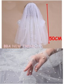 Resim BBA TULLE STORE 50 CM Gelin Duvağı,gelinlik Aksesuarı Nikah ,incili Gelin Duvak NİKAH İNCİLİ DUVAK,GELİN DUVAK, 