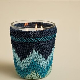 Resim Chakra Boho Coastal Tığ İşi Kokulu Mum 14X17 cm Mavi 