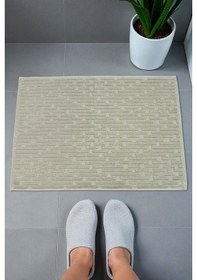 Resim Tuğla Desenli 2li Ayak Havlusu - 50x70 Cm - Su Emici Banyo Paspası Seti - Yeşil Yeşil 