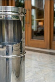 Resim GörSeç 10 Litre Paslanmaz Çelik Kolon Küllük 60 cm Ayaklı Dış Mekan Sigaralık ve Çöp Kutusu Bahçe Ofis tipi 