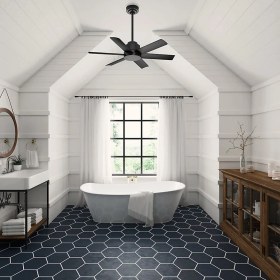 Resim Kennicott Mat Siyah - 112 Cm. Uzaktan Kumandalı Nemli Dış Mekan Tavan Vantilatörü 