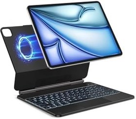 Resim Fogy İpad Air 13İnç M3 Çipli 2025 ile Uyumlu Magic ile Uyumlu Touchpad Işıklı Klavyeli Kılıf 