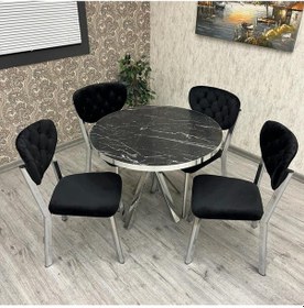 Resim By Orhan Güzel Mutfak Masası Takımı 4 Kişilik Yuvarlak Masa Takımı Gümüş 