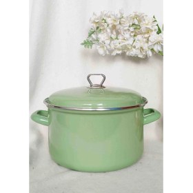 Resim Mint Yeşili Emaye Derin Tencere 3,4 Litre 22 cm Çap Süt Yoğurt Salça Konserve Reçel Tenceresi 