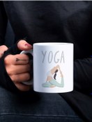 Resim Eylül Design Yoga Temalı Özel Tasarım Eğlenceli Baskılı Kupa Bardak- Hediye Kahve Bardağı 
