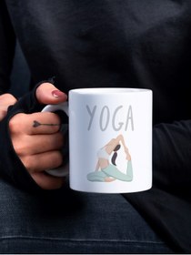 Resim Eylül Design Yoga Temalı Özel Tasarım Eğlenceli Baskılı Kupa Bardak- Hediye Kahve Bardağı 