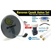 Resim Antenci 40cm Delikli Karavan Çanak Anten Seti Çiftli Lnb Digital Uydu Bulucu 