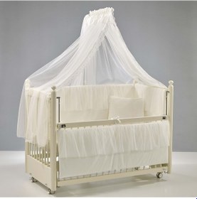 Resim Meltem Kids Mondo Sallanır Ahşap Anne Yanı Beşik - 60x120 CM ( Krem - Ekru ) Beyaz 