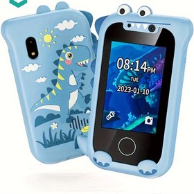 Resim RIVGOT Gençler için Mavi Dinozor Akıllı Telefon Oyuncak - Kamera, Dokunmatik Ekran ve Eğitici Oyunlar, USB Şarj Edilebilir, 3-12 Yaş Erkek ve Kız Çocukları İçin Eğlenceli Öğrenme Cihazı, Harika Noel ve Doğum Günü Hediyesi, Dinozor Oyuncakları 
