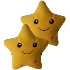 Resim Ortopedik Araç Sarı Polar Yıldız Yastık - Araç Seyahat Yastığı 2'li Set 