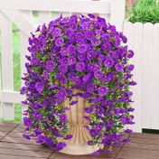 Resim 2 adet UV Dirençli Asılı Petunia - Eukaliptüs Yapraklı Canlıca Fuchsia Faux Çiçekler, Gerçekçi Sabah Güneşi Tasarımı, Bakımı Gerektirmez, Herbirisi 70.1 cm, Dış Mekan Veranda ve Avlu Dekoru İçin İdeal, Dış Mekan Dekoru | Canlı Çiçek Gösterisi | Dayanıklı Plastik Çiçekler, Çiçek Dekorasyonları 