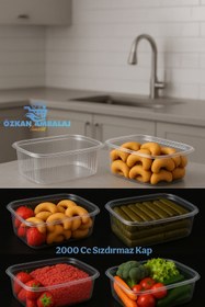 Resim Özkan Ambalaj Temizlik Kullan At Tek Kullanımlık Plastik Kapaklı Kase / Sızdırmaz Kap 2000 Cc 25 Adet 