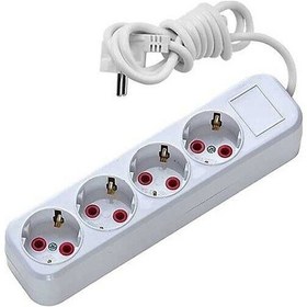 Resim Asel 4 Lü 3 Metre Topraklı Anahtarlı Priz Ast A403 