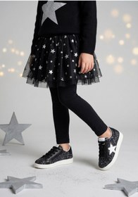 Resim kids A more Diamond Kız Çocuk Ve Kadın Hakiki Deri Pul Detaylı Siyah Günlük Ayakkabı 