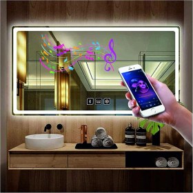 Resim Dnr-Mirror60xDnr-Mirror 70 cm Bluetoothlu Buğu Yapmayan Dokunmatik Beyaz Ledli Dikdörtgen Banyo Aynası 