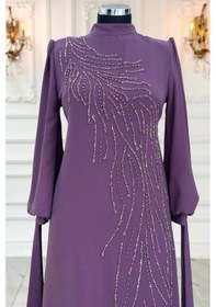 Resim Amine Hüma İrem Tesettür Abiye Lavanta Lavanta 