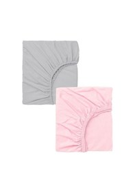 Resim 2 Adet 40x80 Cm Anne Yanı Lastikli Penye Kumaş Bebek Çarşafı-pembe-gri 