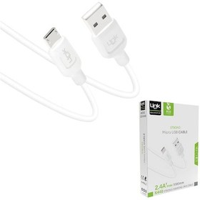 Resim Linktech K448 Strong Micro USB Data/Şarj Kablosu 1mt 2.4A Beyaz 